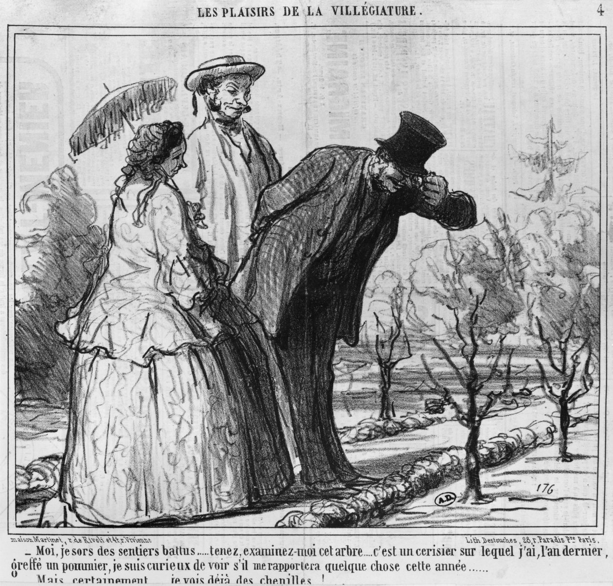Les Plaisirs de la Villegiature, kuvitus "Le Charivarista", 1858 tekijältä Honoré Daumier
