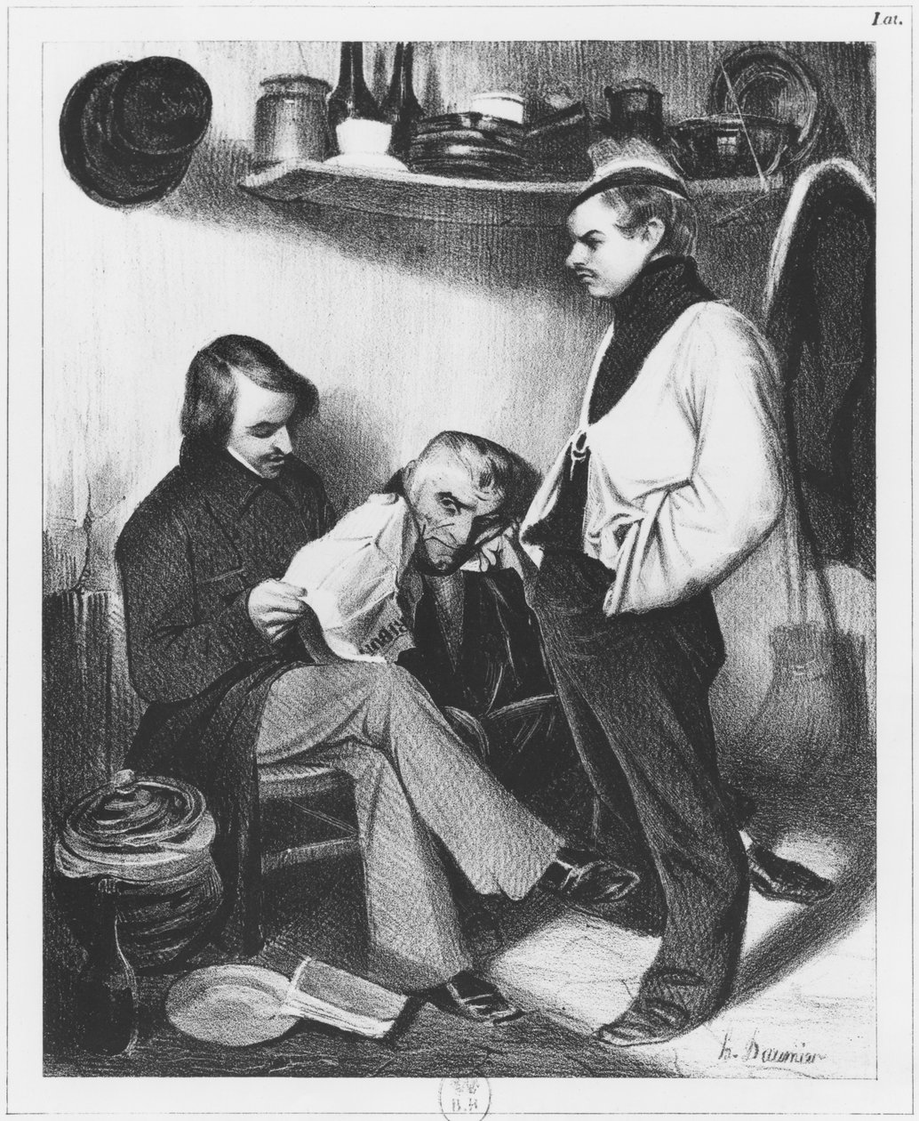Muistoja Sainte-Pelagiesta, kuvitus "Le Charivarista", 14. maaliskuuta 1843 tekijältä Honoré Daumier