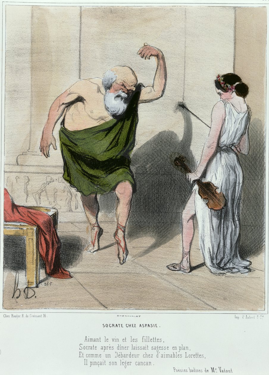 Sokrates (469-399 eKr.) vierailee Aspasiassa tekijältä Honoré Daumier