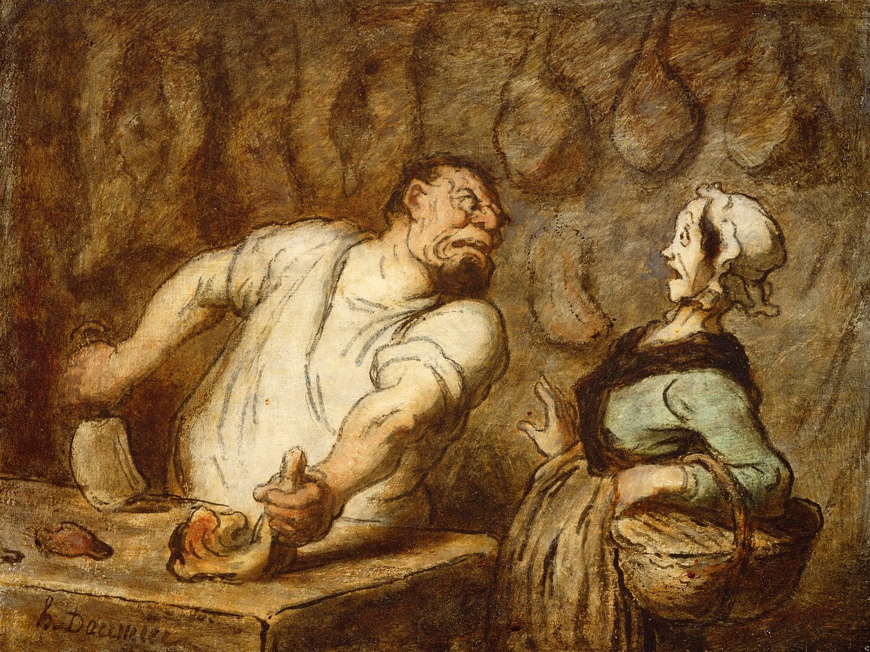 The Butcher, Montmartre Market, n. 1857-58 tekijältä Honoré Daumier