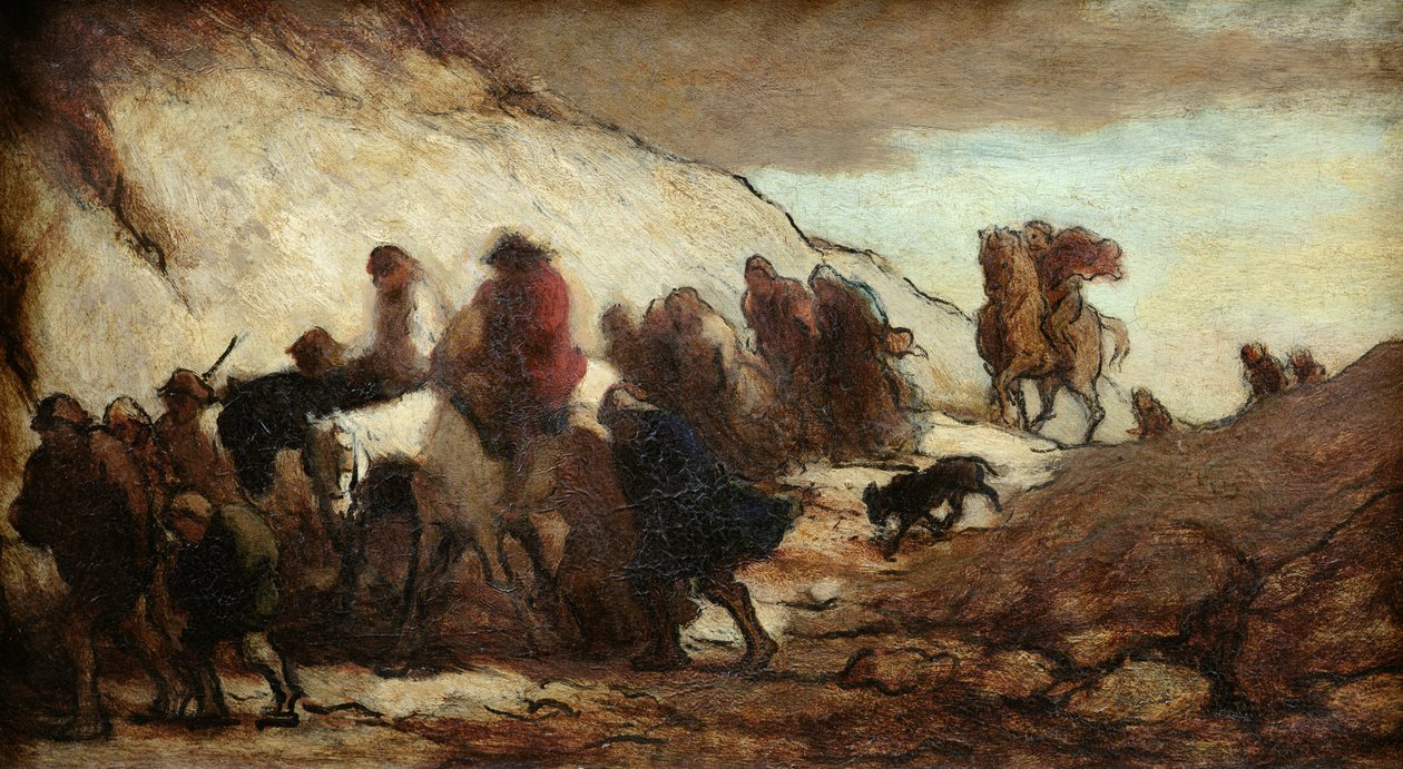 Pakolaiset tai siirtolaiset, n.1849-50. tekijältä Honoré Daumier