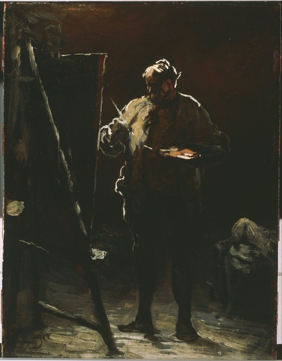 Taidemaalari telineellään tekijältä Honoré Daumier
