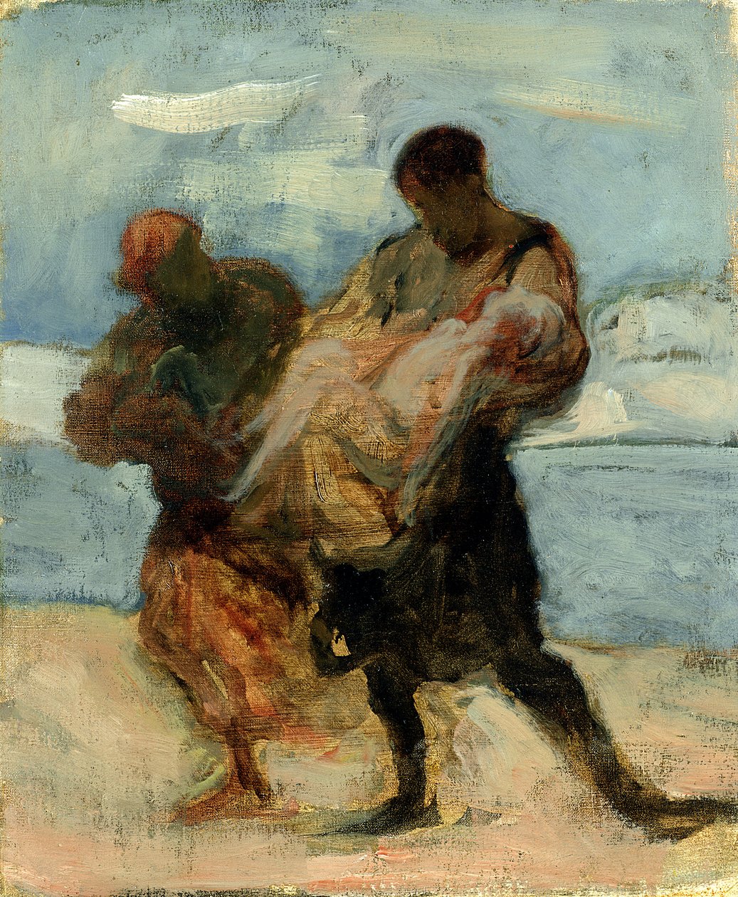 The Rescue, noin 1870 tekijältä Honoré Daumier