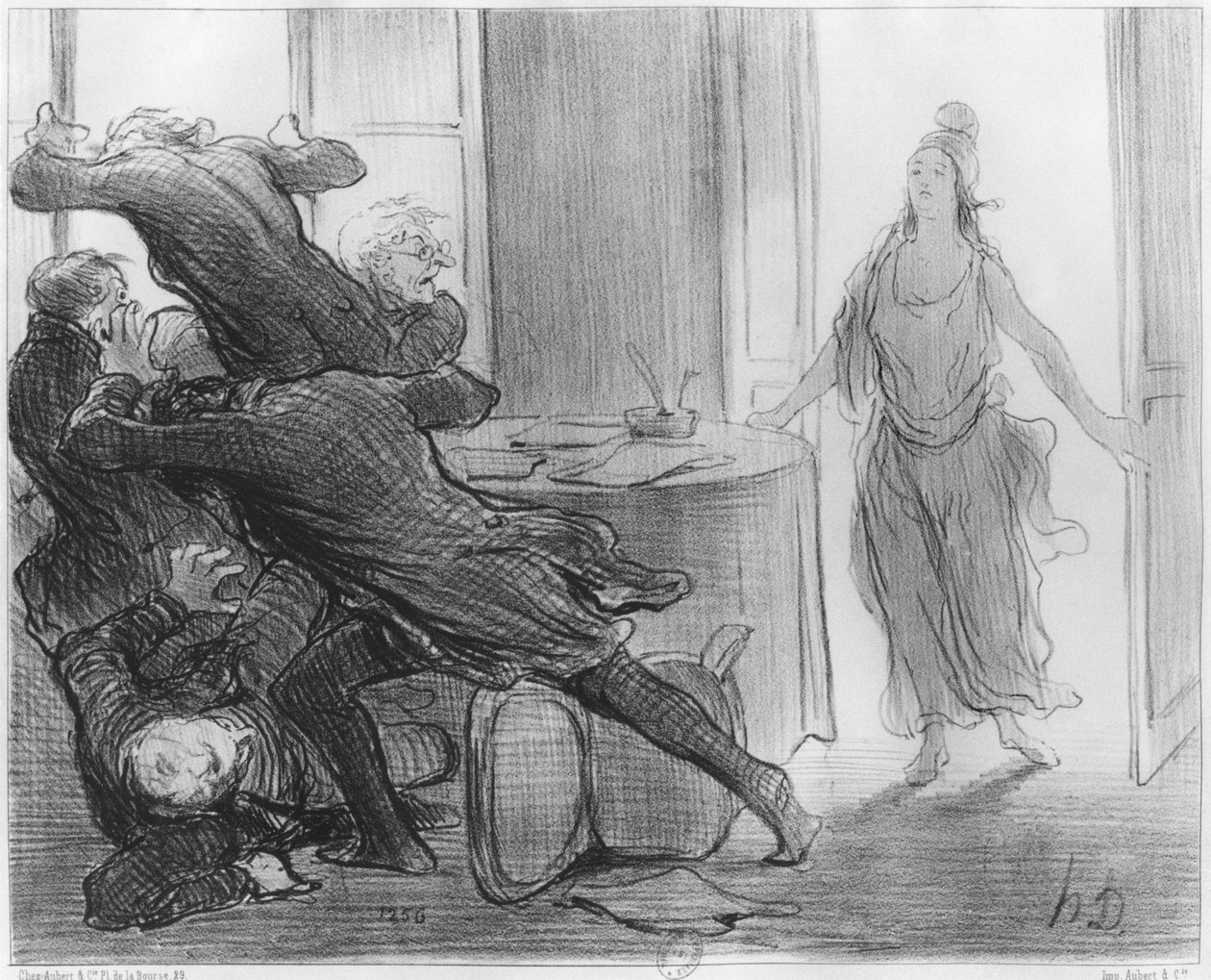 Entisten ministerien viimeinen hallituksen kokous, kuva "Le Charivarista", 9. maaliskuuta 1848 tekijältä Honoré Daumier