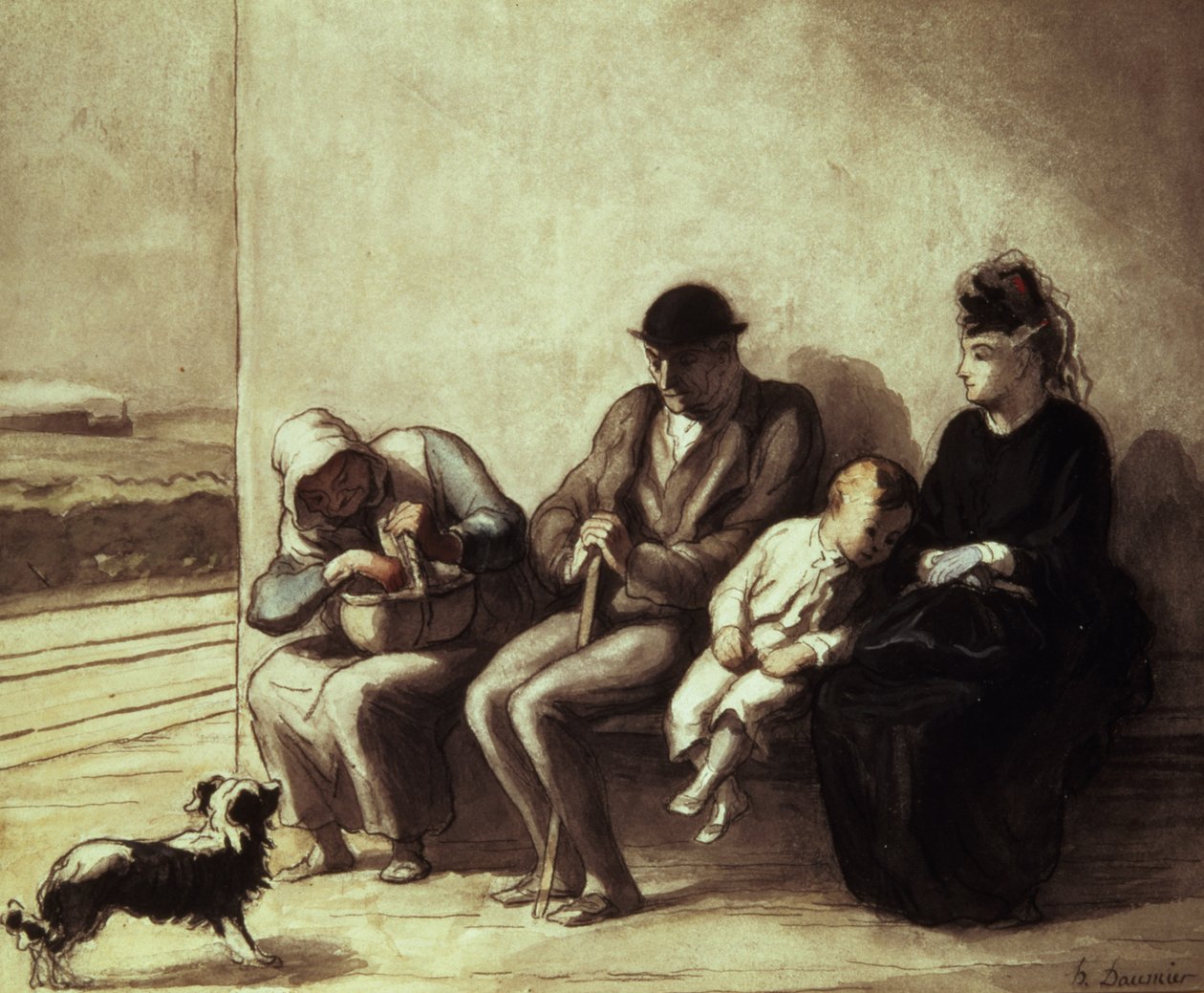 Waysiden rautatieasema (kynä ja pesu) tekijältä Honoré Daumier