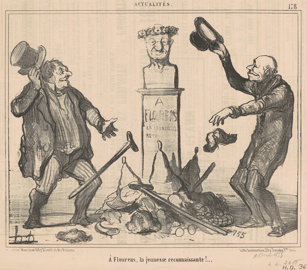 Flourensissa kiitollinen nuoriso! tekijältä Honoré Daumier