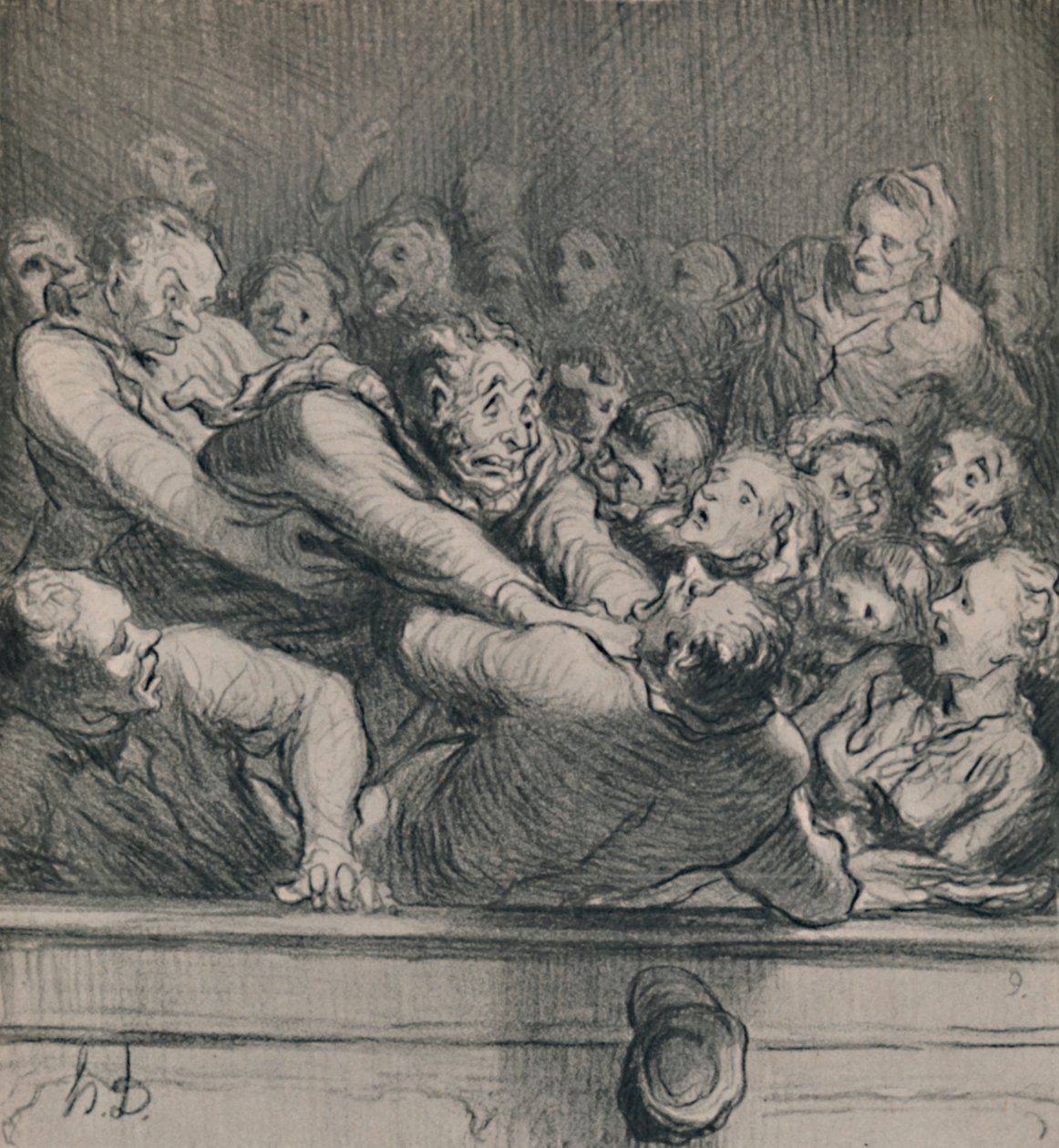 Kirjallinen keskustelu ylägalleriassa, n. 1864, 1946 tekijältä Honoré Daumier