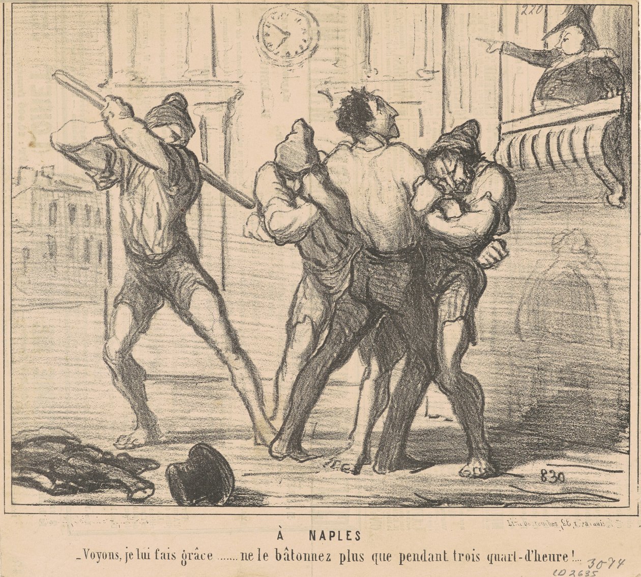 Napolissa: Katsotaanpa, teen hänelle armon... tekijältä Honoré Daumier