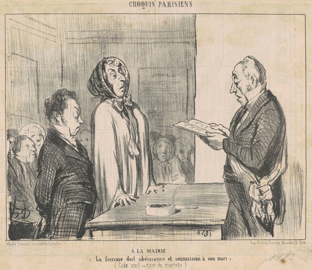 Pormestarin luona... tekijältä Honoré Daumier