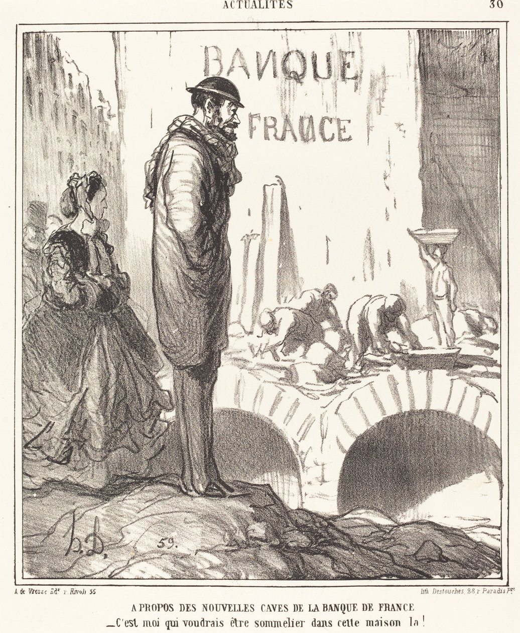 Tietoja Banque de Francen kellareista tekijältä Honoré Daumier