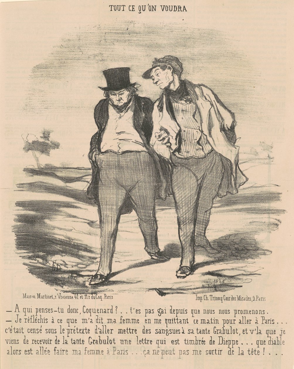 Ketä sinä ajattelet, idiootti? ... tekijältä Honoré Daumier