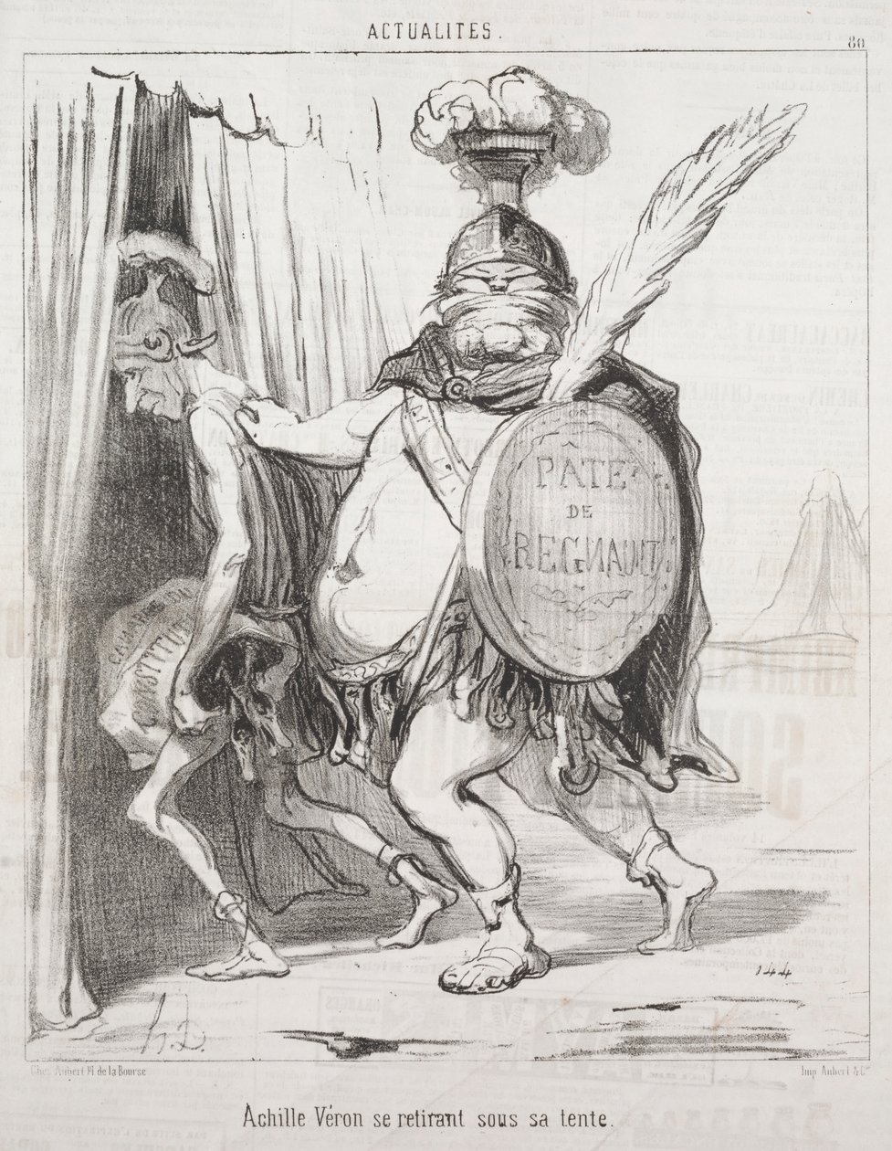 Tosiasiat: Akhilleus vetäytyy telttaan tekijältä Honoré Daumier
