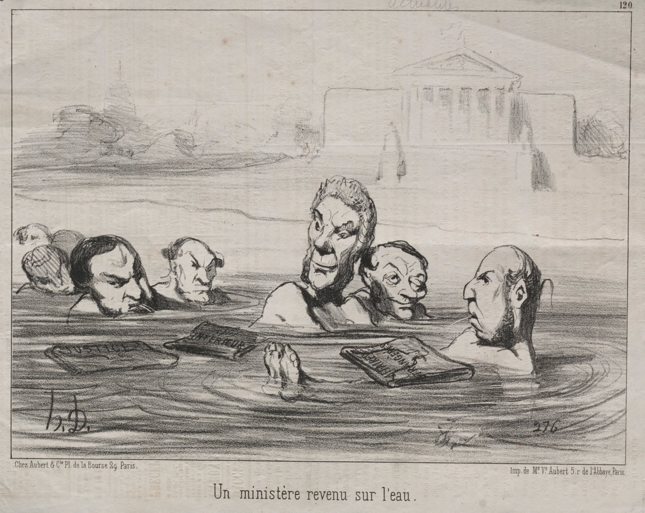 Tosiasiat nro 120: Ministeri palaa veteen, 1851. tekijältä Honoré Daumier