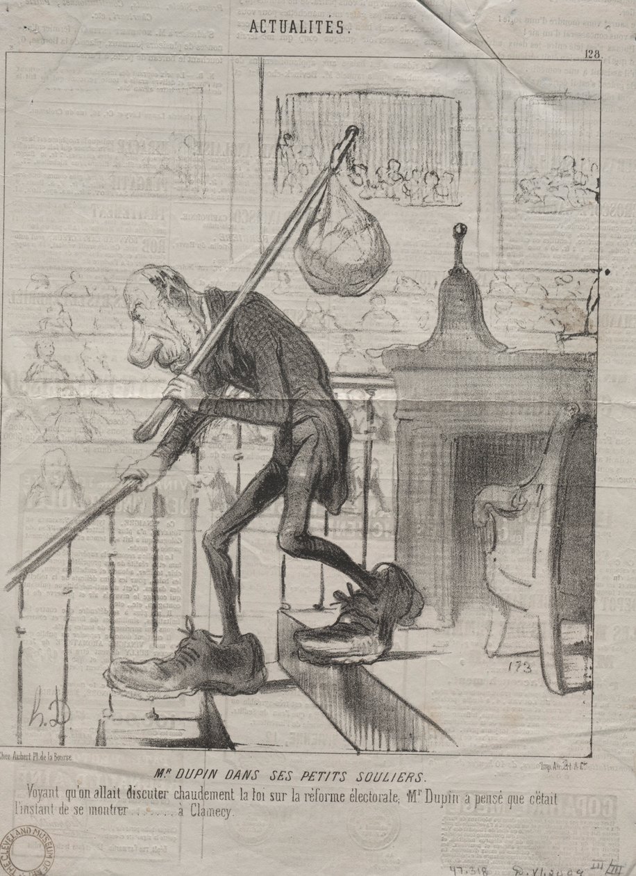 Tosiasiat nro 128: herra Dupin pienissä kengissään, 1850. tekijältä Honoré Daumier