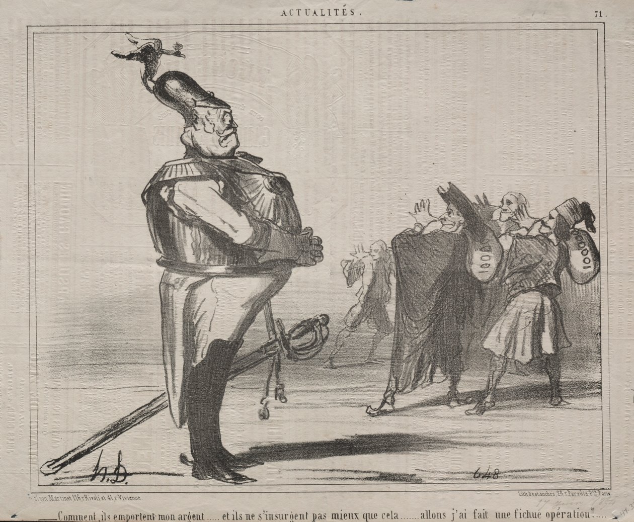 Tosiasiat nro 71: Miksi he vievät rahani..., 1854. tekijältä Honoré Daumier