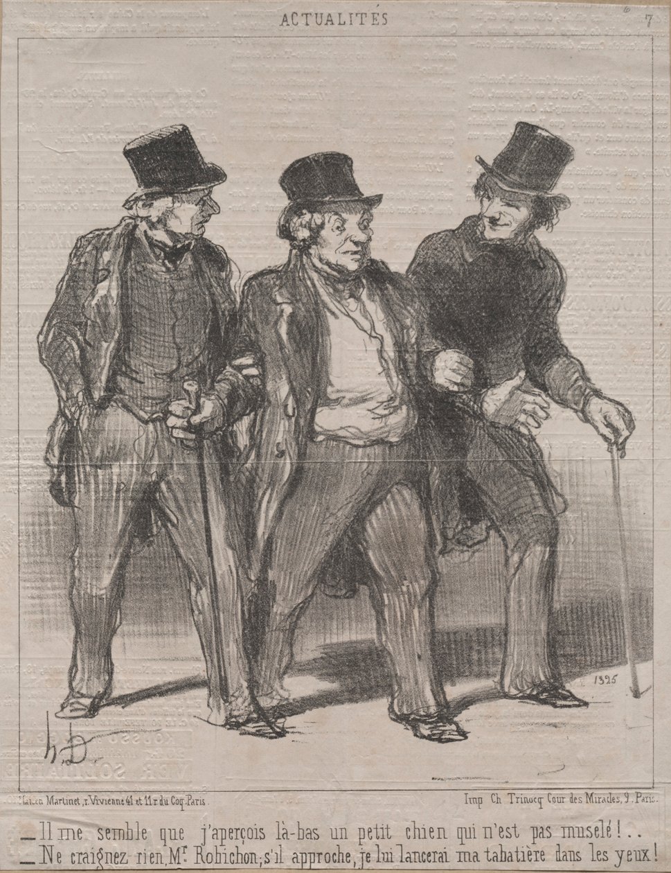 Tosiasiat nro 7: Minusta tuntuu, että huomaan siellä pienen koiran, jolla ei ole kuonoa!..., 1852. tekijältä Honoré Daumier
