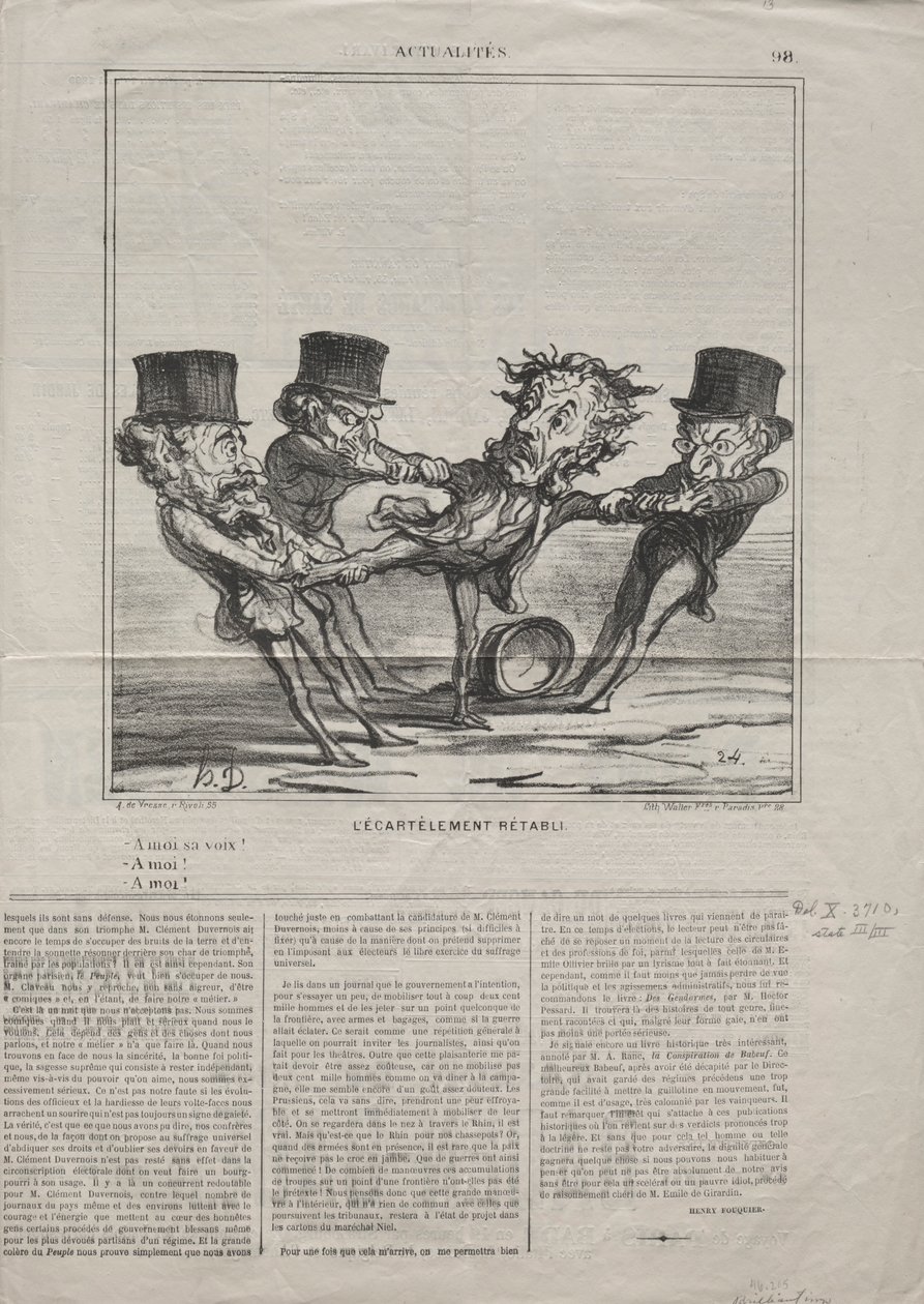 Todellisuudet nro 98: Quartering palautettu, 1869. tekijältä Honoré Daumier