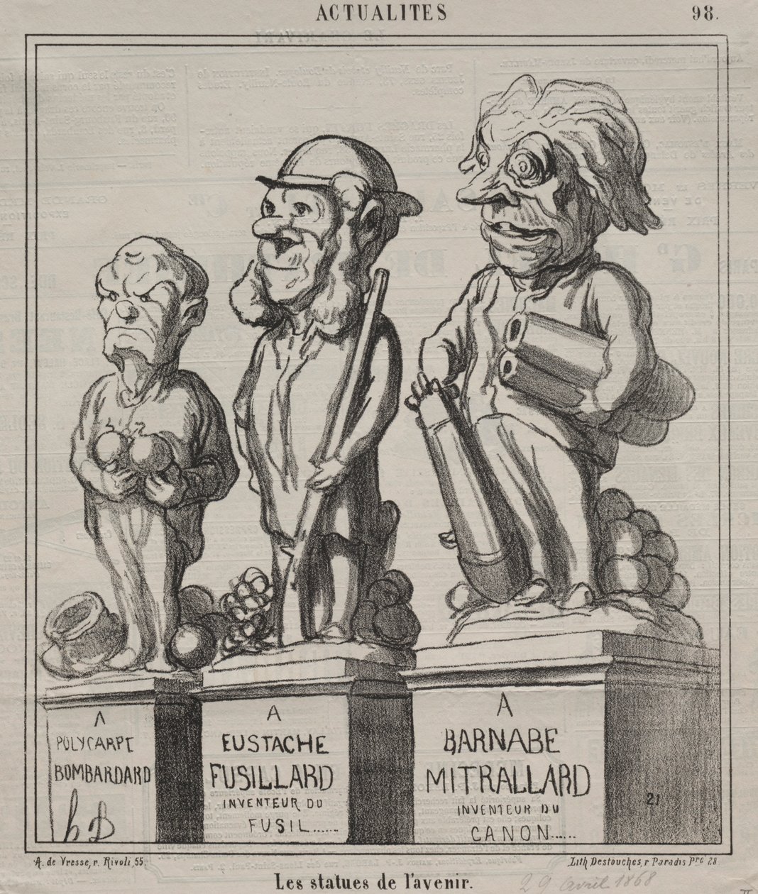 Todellisuustaulu 98: Tulevaisuuden patsaat, 1868. tekijältä Honoré Daumier