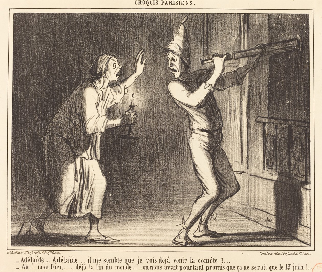 Adelaide...Adelaide...minusta tuntuu, että näen jo komeetan tulevan!!... tekijältä Honoré Daumier