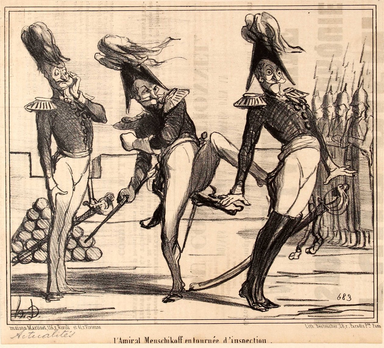 Amiraali Aleksanteri Sergejevitš Menshikov tarkastusmatkalla, 1854. tekijältä Honoré Daumier