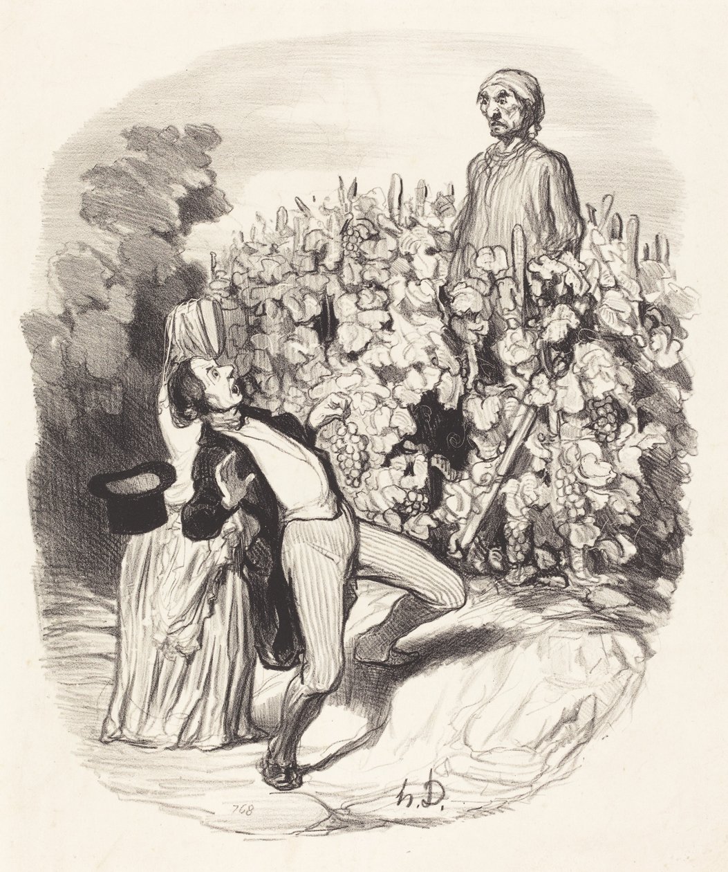 Ah! Saperlotte, taidamme olla puristuksissa! tekijältä Honoré Daumier