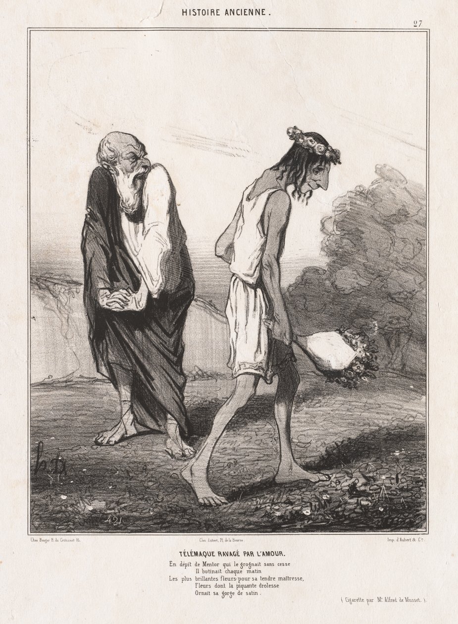 Muinainen historia: Pl. 27, Telemachus Ravaged by Love..., 1842. tekijältä Honoré Daumier