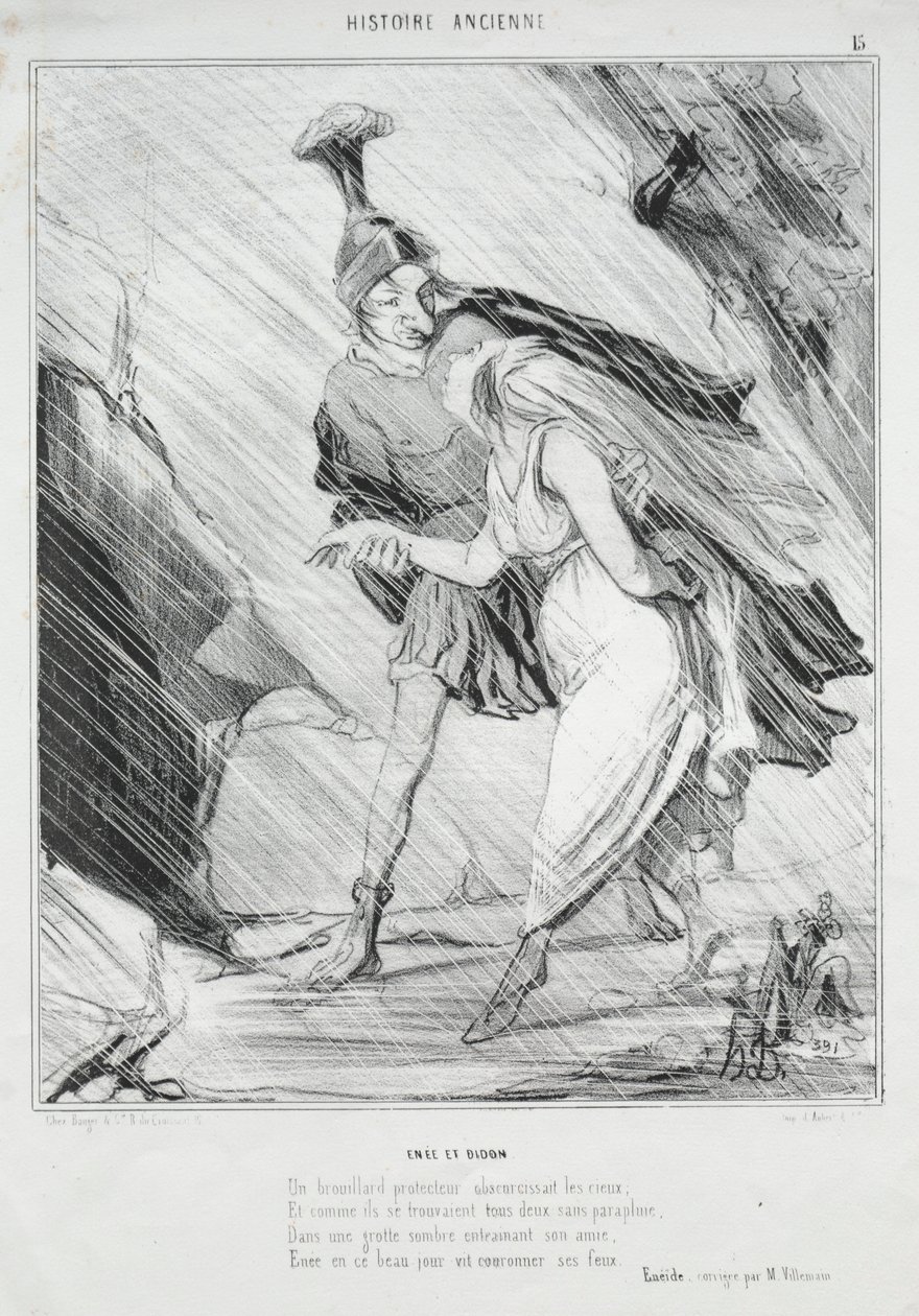 Muinaisen historian levy 15: Aeneas ja Dido, 1842. tekijältä Honoré Daumier