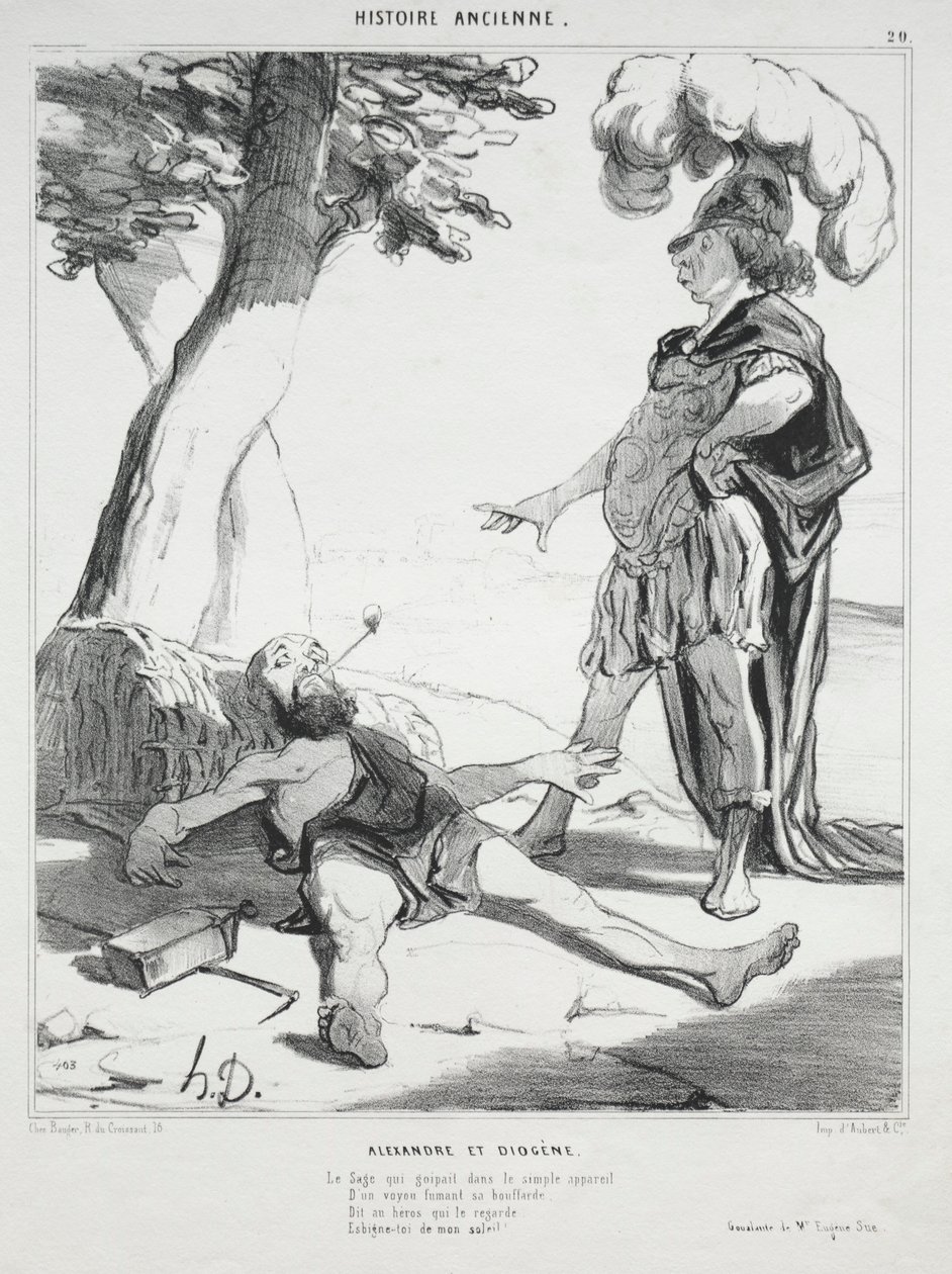 Muinainen historia, levy 20: Aleksanteri ja Diogenes, 14. elokuuta 1842. tekijältä Honoré Daumier