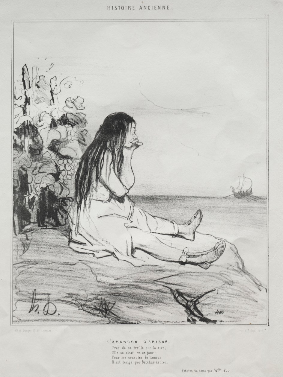 Muinainen historia, levy 24: Ariadnen hylkääminen, 4. syyskuuta 1842. tekijältä Honoré Daumier