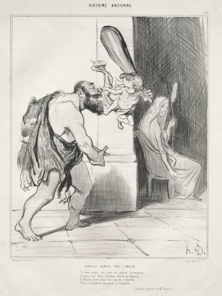 Muinainen historia, levy 25: Herkules Cupidon alistama, 18. syyskuuta 1842. tekijältä Honoré Daumier