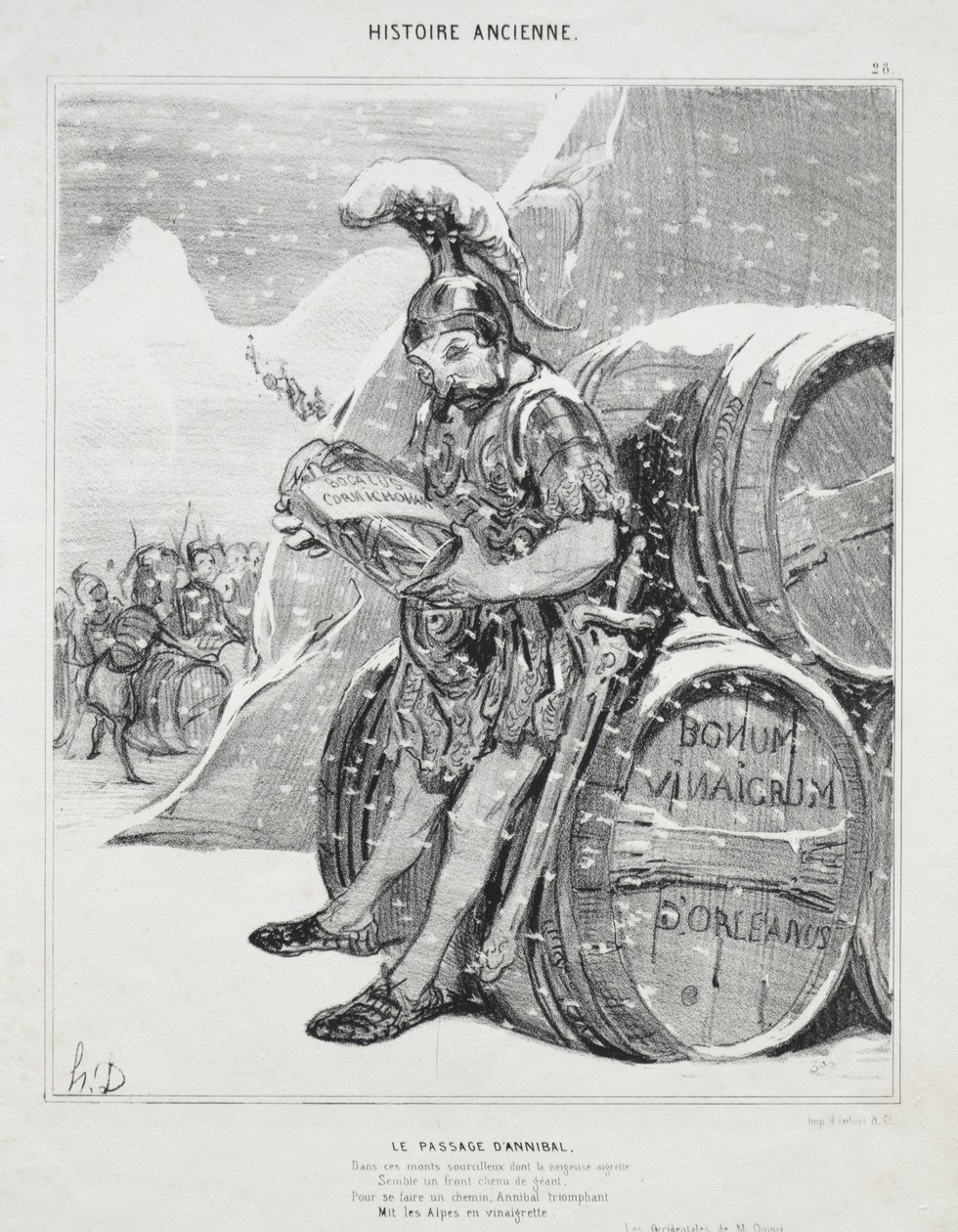 Muinainen historia, levy 28: Hannibalin kulku, 6. lokakuuta 1842. tekijältä Honoré Daumier