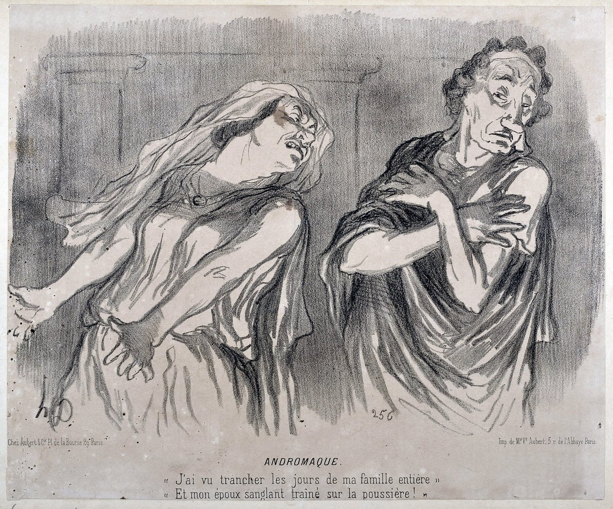Andromaque-kaiverrus Honore Daumierin (1808-1879) teoksessa ”Le Charivari””. Palais Longchamp, Marseillen taidemuseo. tekijältä Honoré Daumier