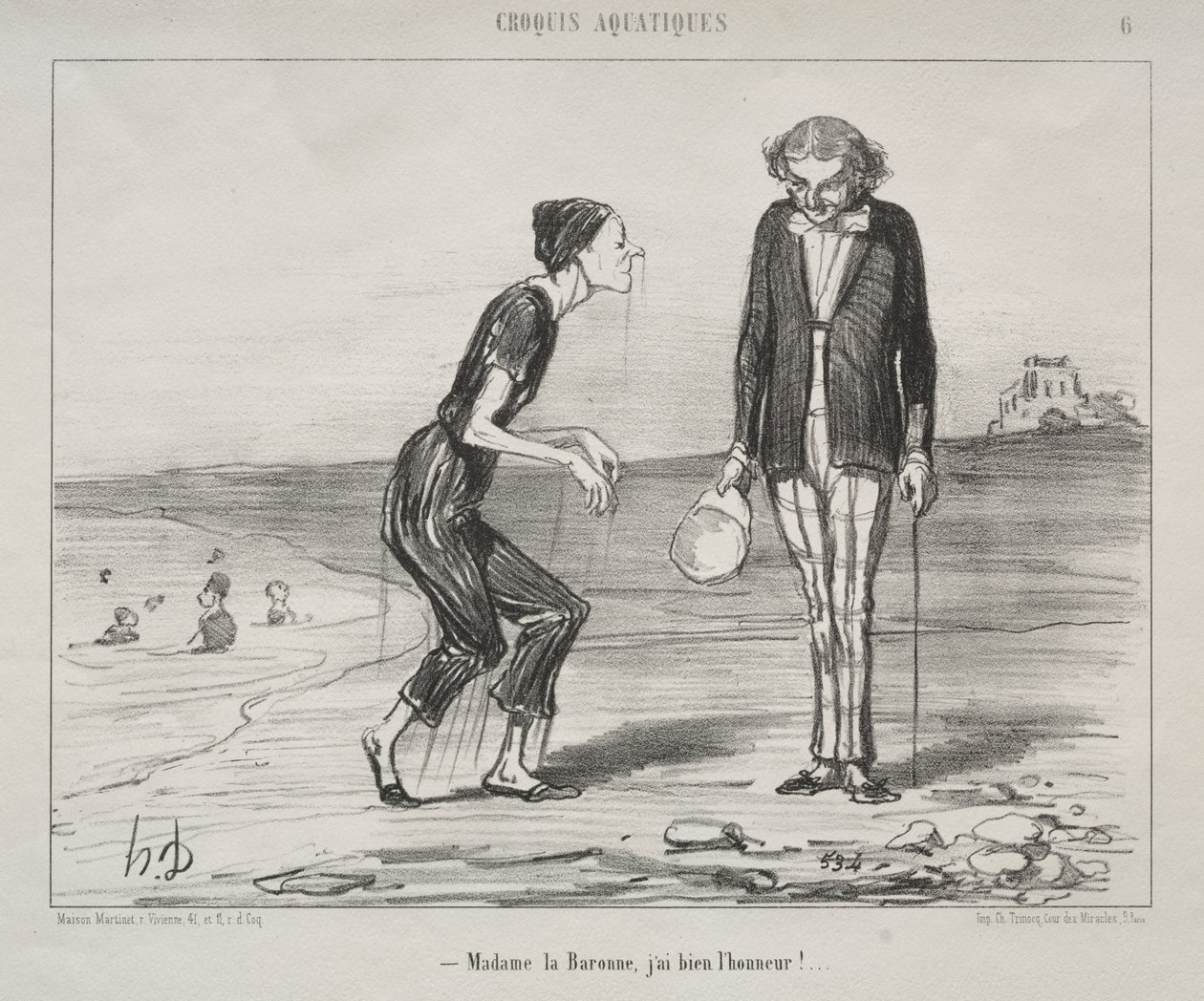 Aquatic Sketches, levy 8: Madame la Baronne, se on kunniani... tekijältä Honoré Daumier