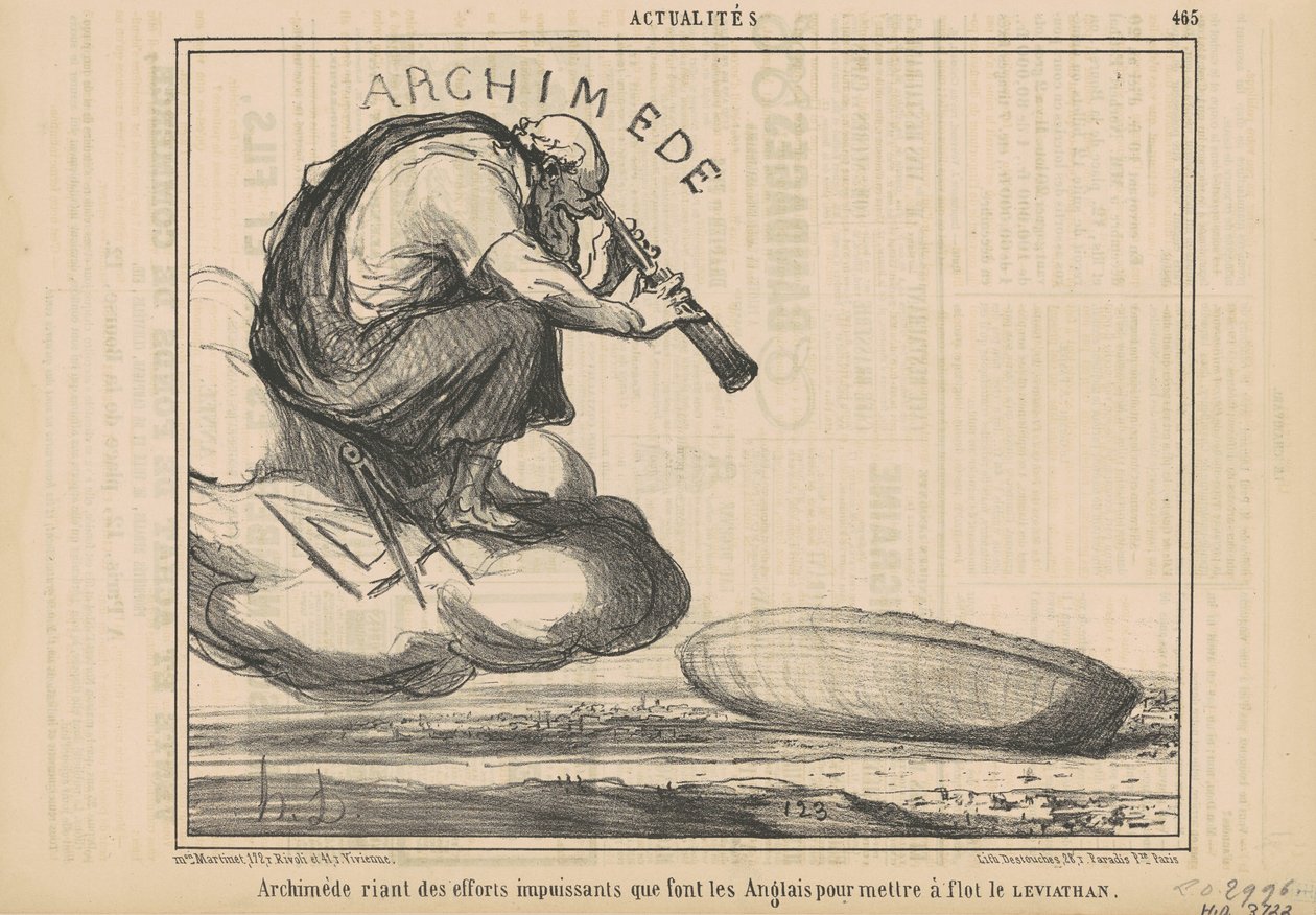 Archimedes nauraa ponnisteluille... tekijältä Honoré Daumier