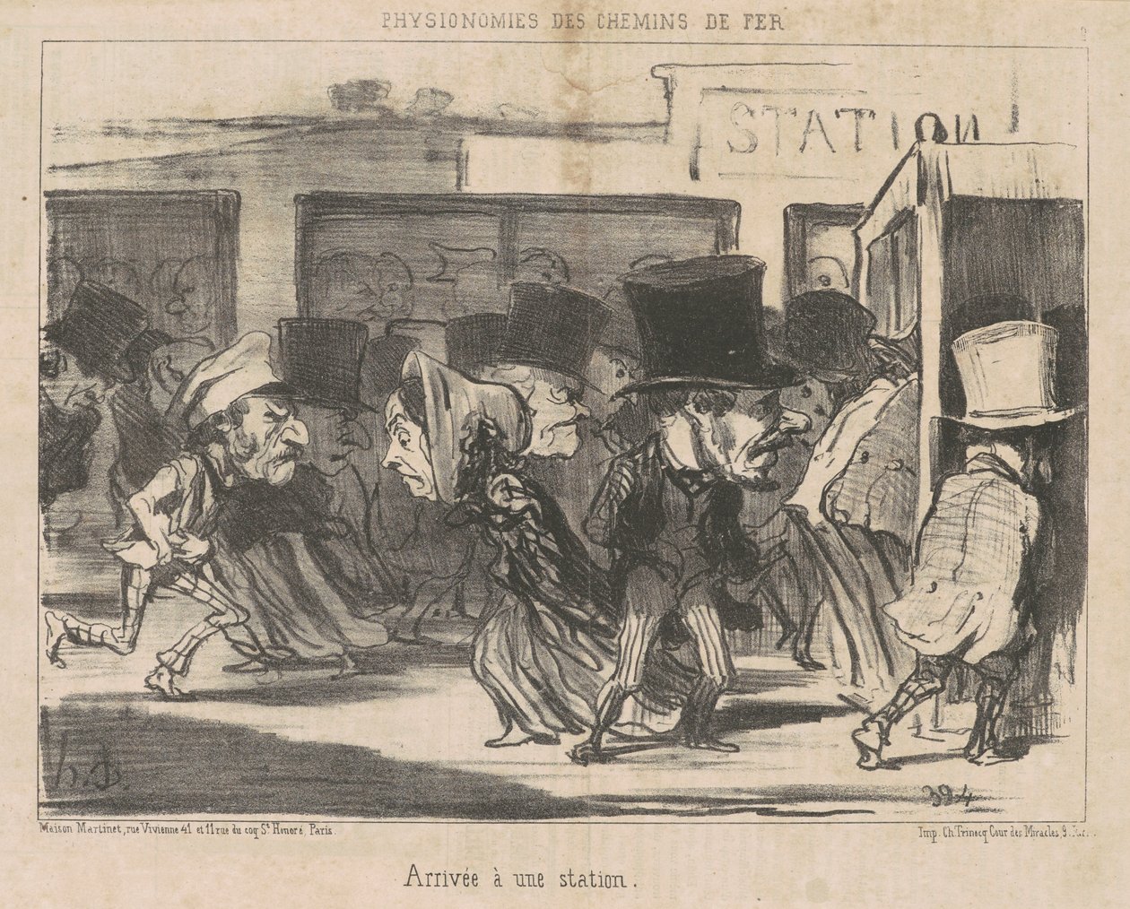 Saapuminen asemalle tekijältä Honoré Daumier