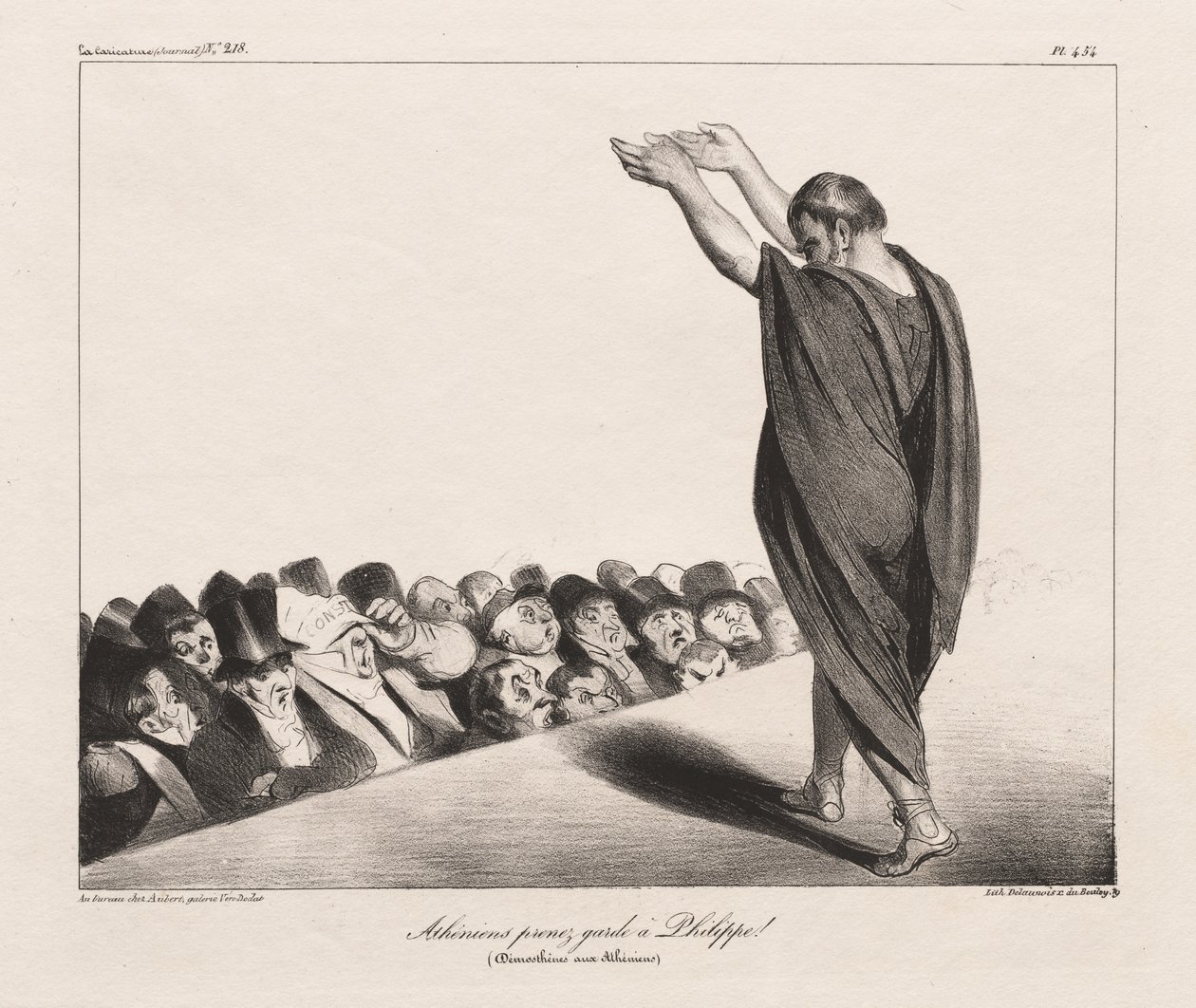 Ateenalaiset varokaa Phillipiä! (Demosthenes ateenalaisille) tekijältä Honoré Daumier