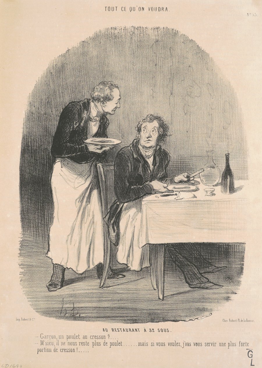 Ravintolassa 32 senttiä tekijältä Honoré Daumier