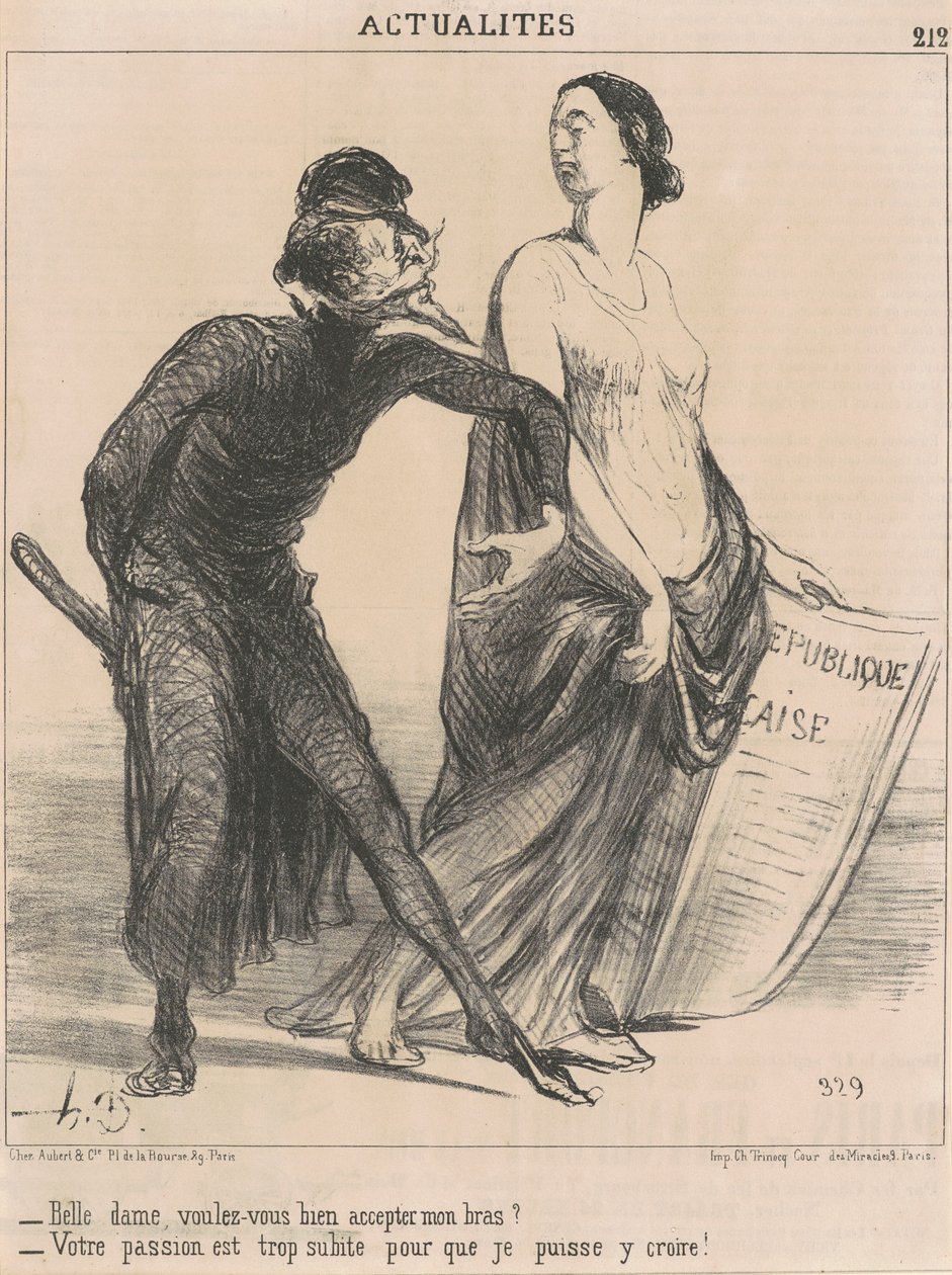 Kaunis nainen, hyväksytkö käteni? tekijältä Honoré Daumier