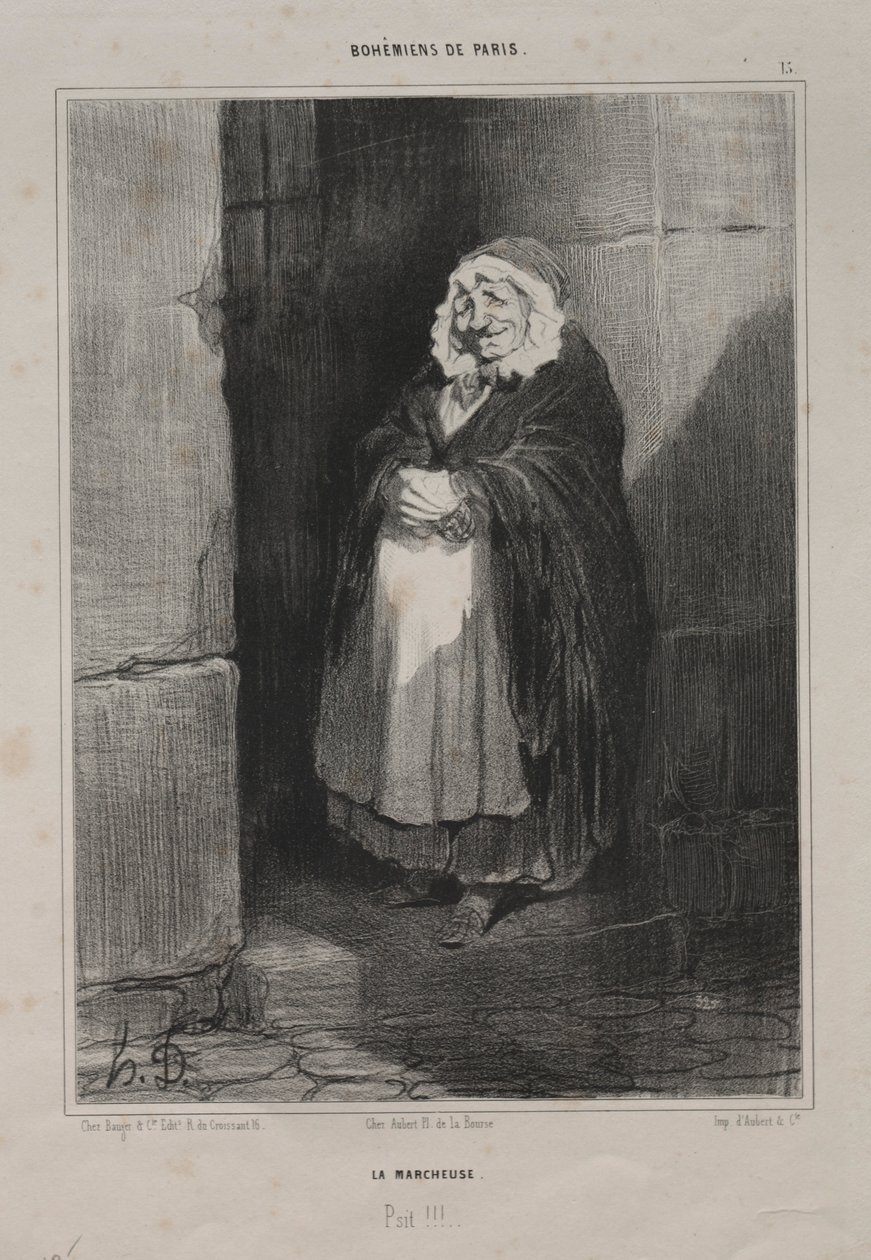 Bohemians of Paris, levy 15: Jalankulkija tai Suuri sairas nainen, 1841. tekijältä Honoré Daumier