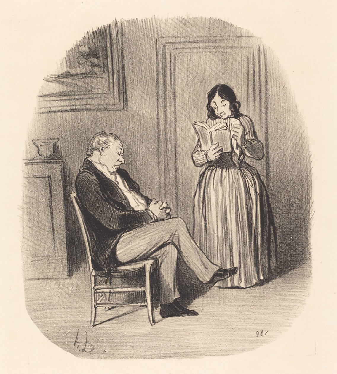 Porvaria luetaan, päivällisen jälkeen muutama luku... tekijältä Honoré Daumier