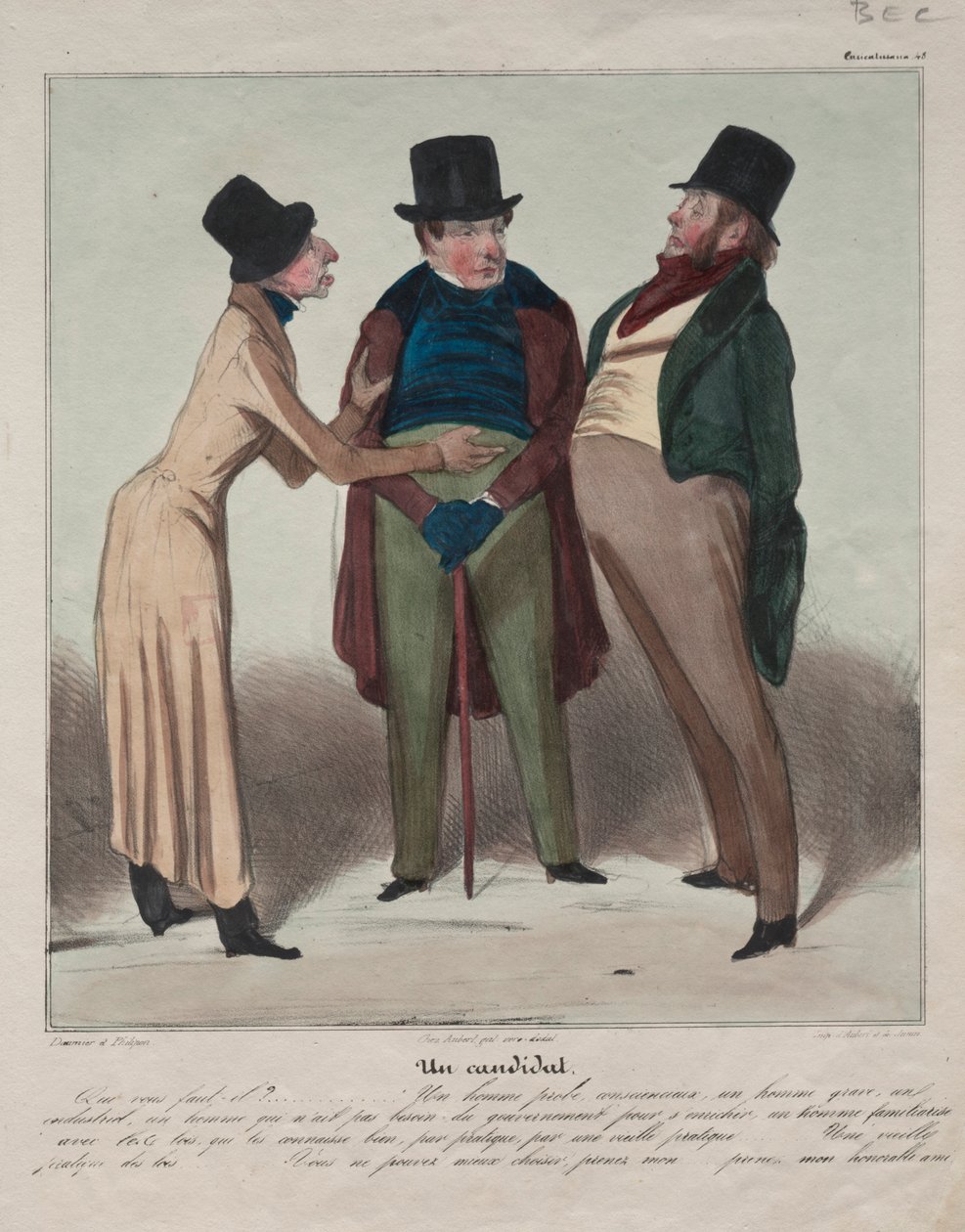 Caricaturana-levy 48: Ehdokas, 1837. tekijältä Honoré Daumier