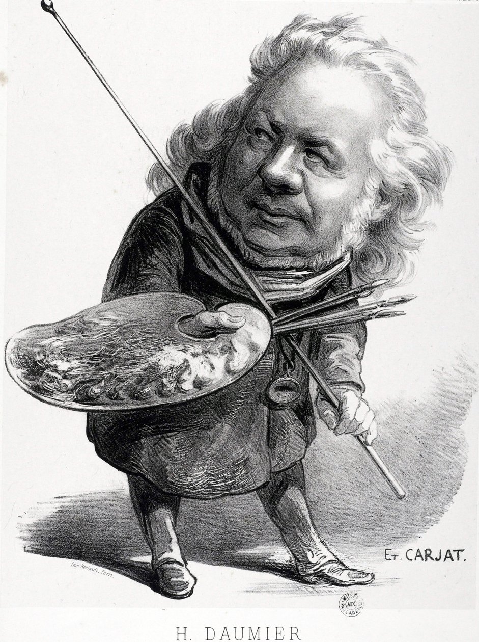 Sarjakuva: Honore Daumier (1808-1879), ranskalainen kaivertaja, taidemaalari ja kuvanveistäjä. Carjat-kaiverrus (1828-1906). Mitat: 29,5 x 23 cm. Arbaud-museo. tekijältä Honoré Daumier