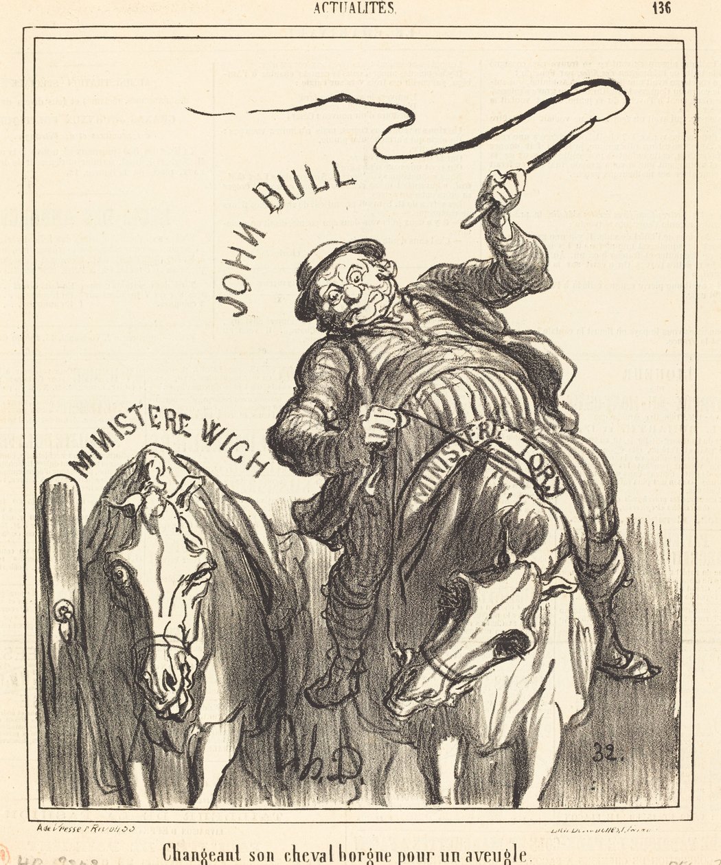 Vaihtaa yksisilmäisen hevosensa sokeaksi tekijältä Honoré Daumier