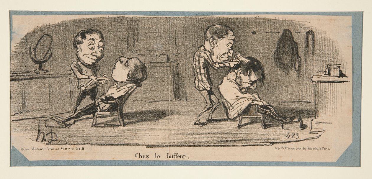 Räätälöillä, kampaajalla, Charivarissa, 3., 16. ja 19. helmikuuta 1853 tekijältä Honoré Daumier
