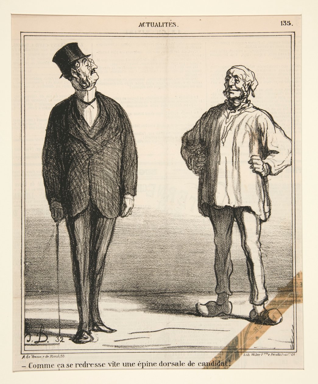 Kuinka nopeasti ehdokkaan selkäranka suoristuu!, Actualitesilta tekijältä Honoré Daumier