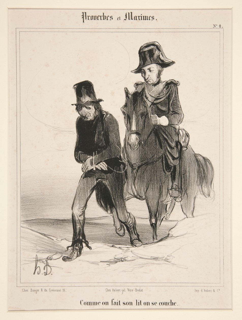 Kun pedataan sänkyä, hän makaa, kerros 4 Sananlaskuista ja Maksimeista tekijältä Honoré Daumier