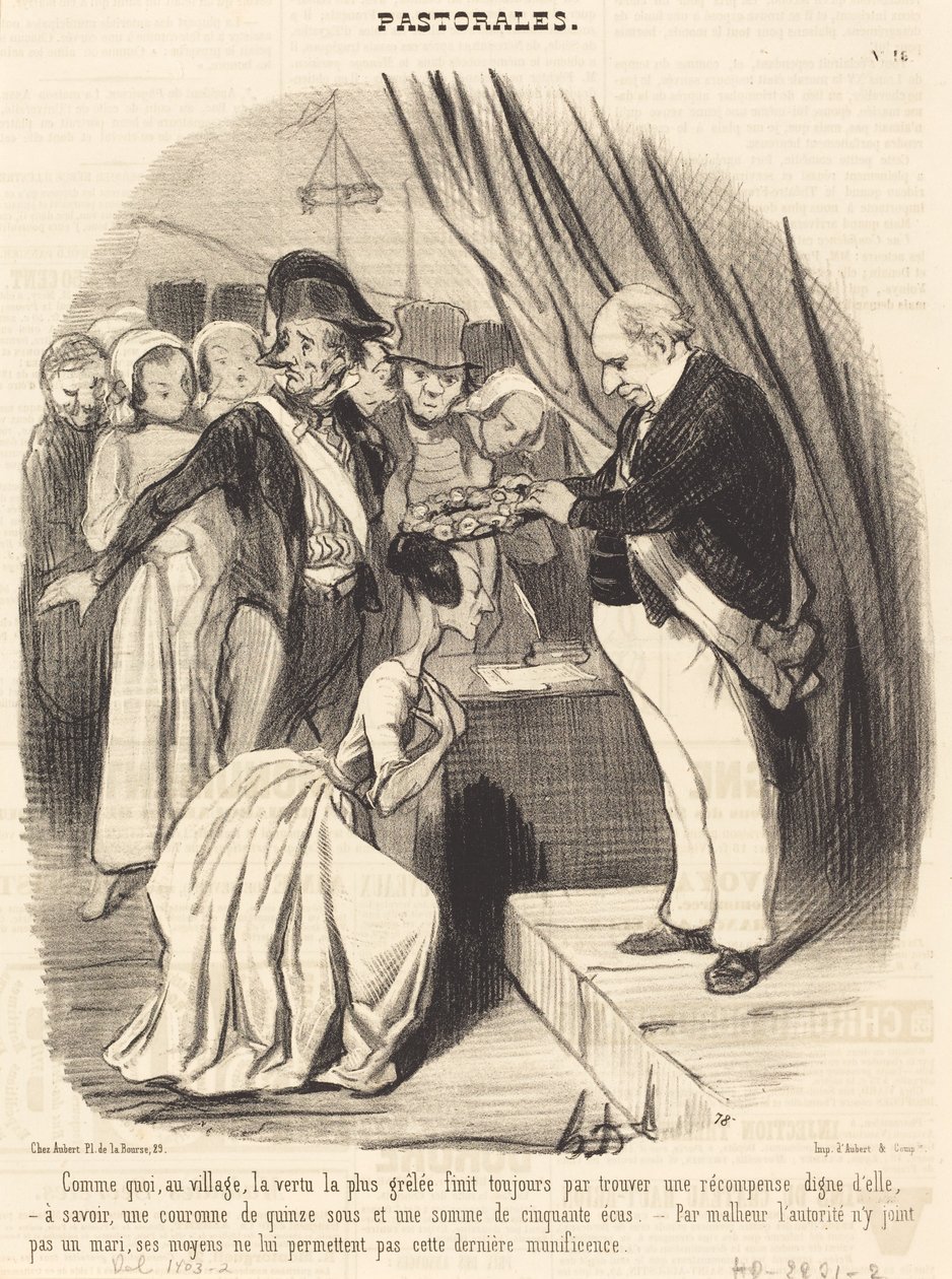 Kuten mikä kylässä, se on kaikkein räikein hyve... tekijältä Honoré Daumier