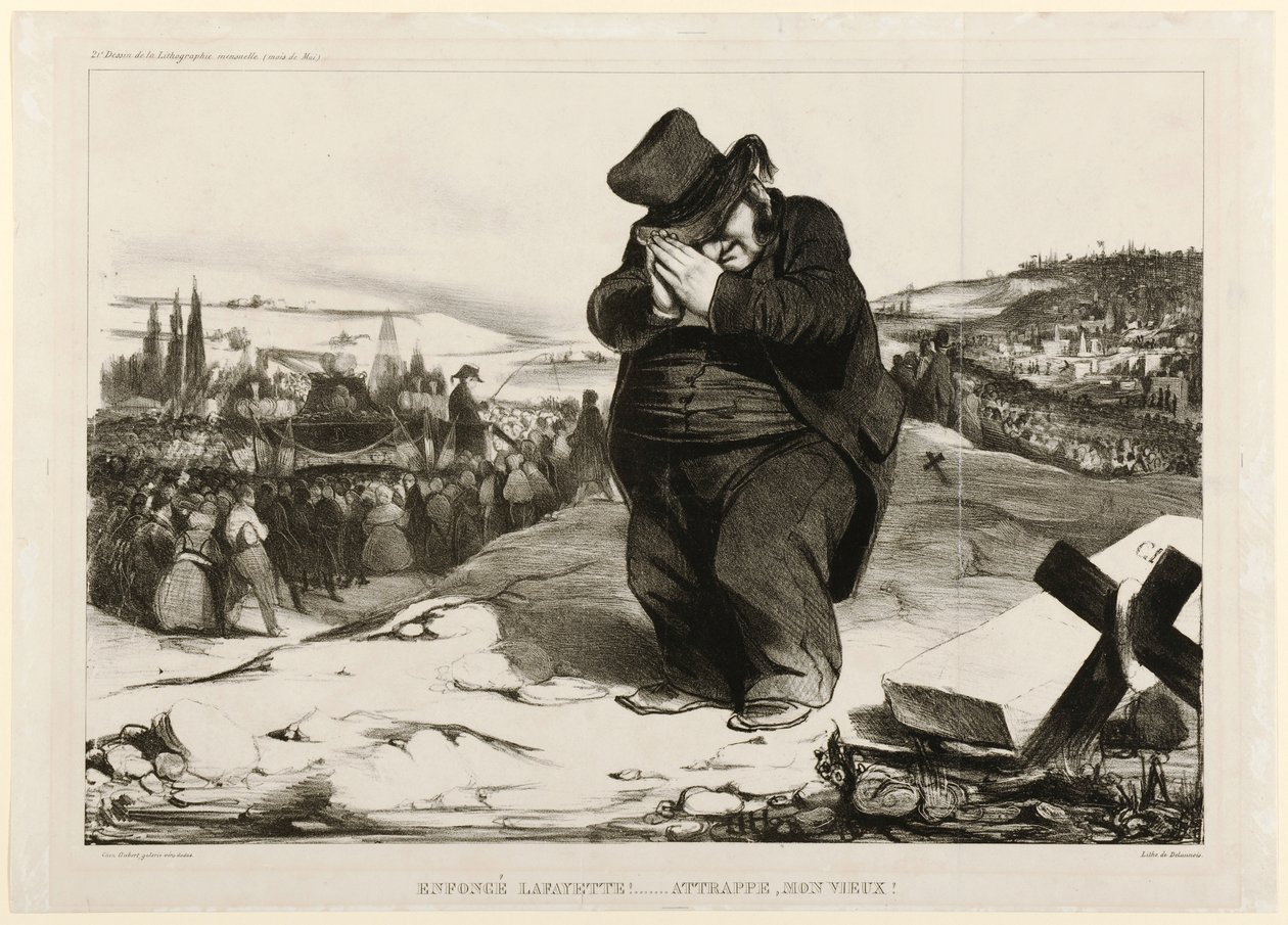 Murskattu Lafayette!... Loukkuun, vanha kaveri! 1834 (litografia) tekijältä Honoré Daumier