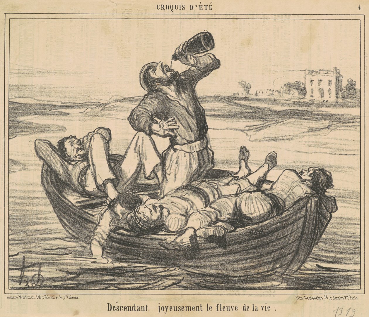 Iloisesti laskeutumassa elämän jokeen tekijältä Honoré Daumier