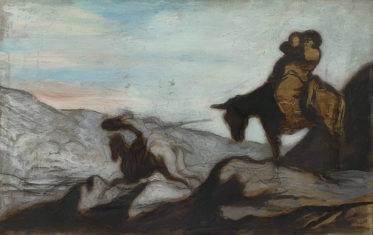Don Quijote ja Sancho Panza. Noin 1855 tekijältä Honoré Daumier